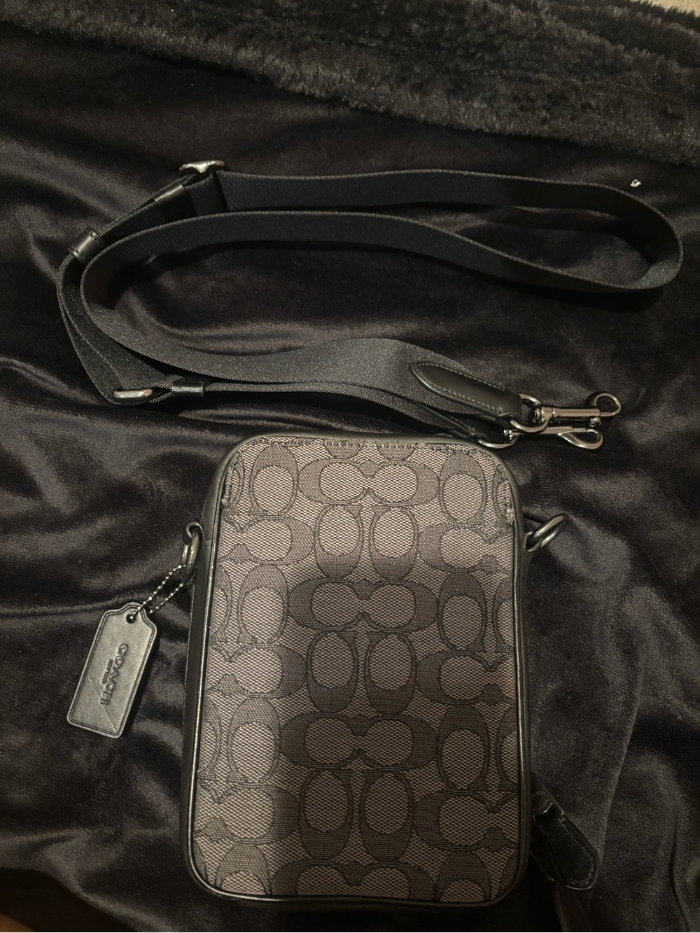 Coach Black Signature Patch Crossbody Bag with Blue Accent - Picture 2 of 2